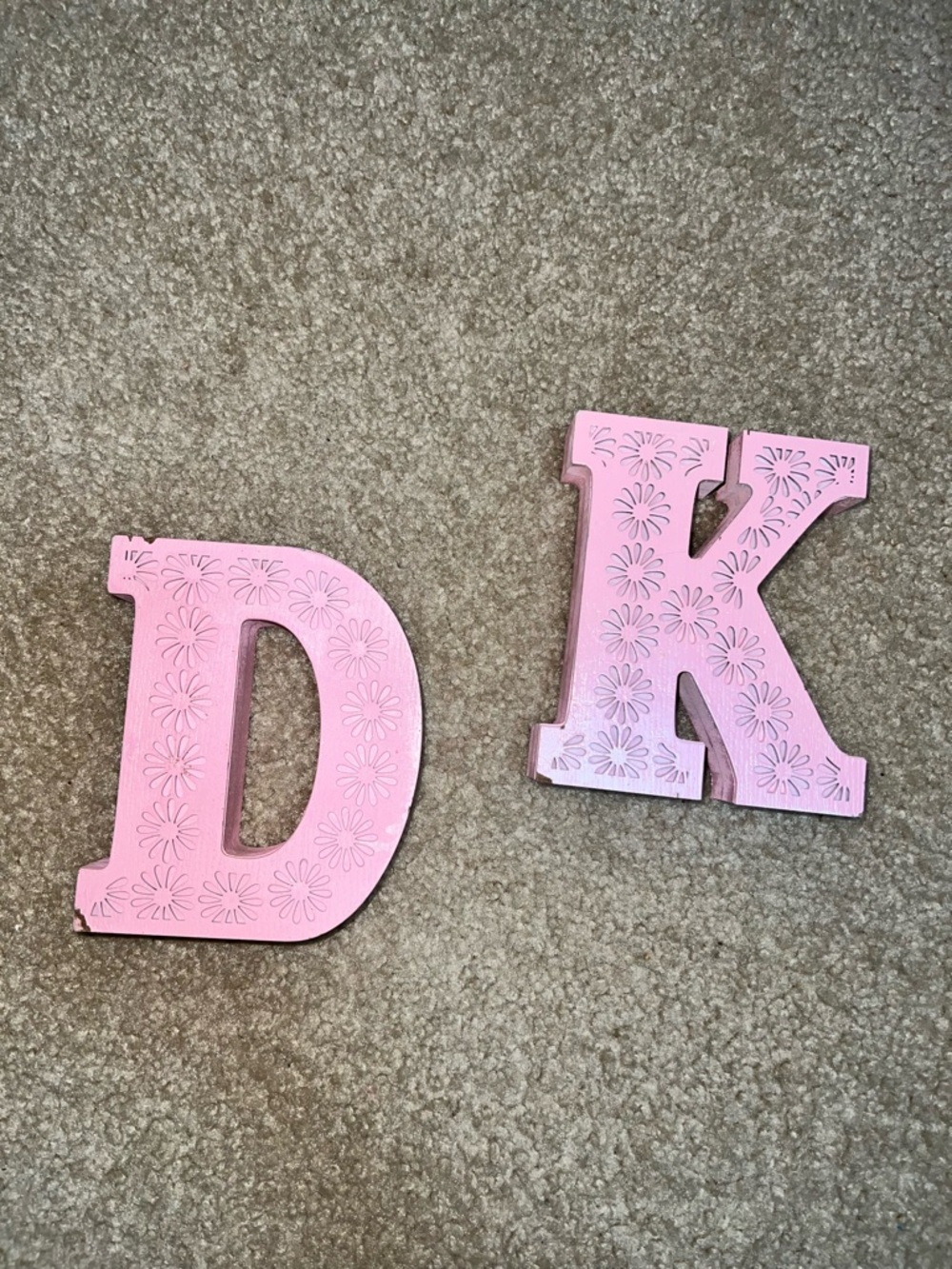 Pink Decorative Wooden Letters D & K